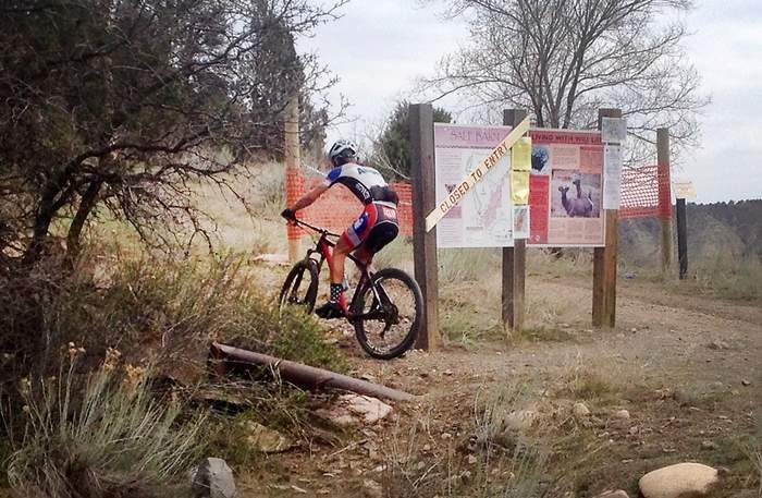 mountain biker riding illegally