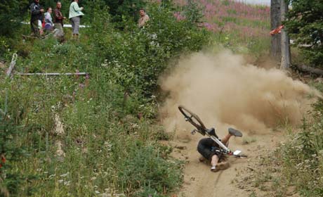 mountain biker crashing
