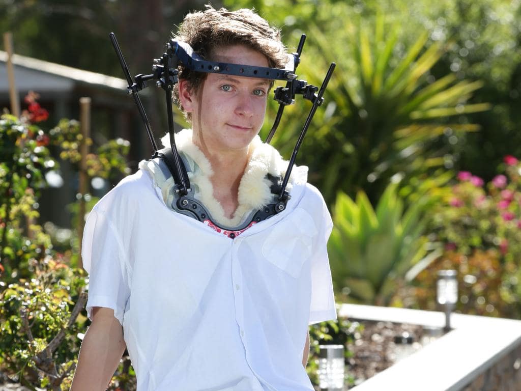 mountain biker in a neck brace